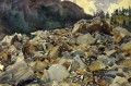 Purtud Alpine Scene and Boulders landscape John Singer Sargent